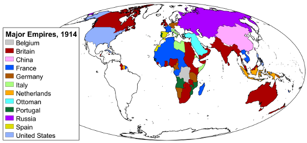 map of european colonialism in 1914