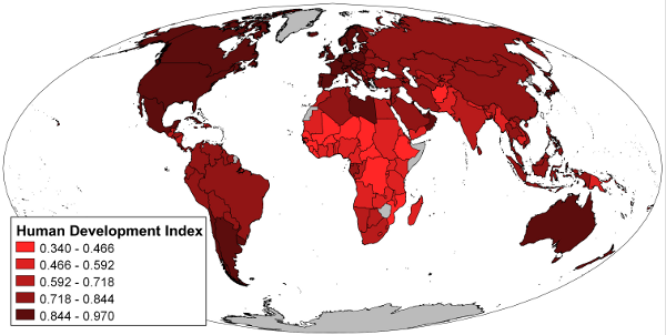 Map of world HDI