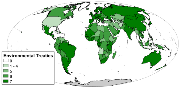 Map of major international environmental agreements