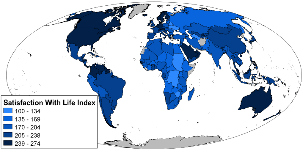 Map of world Satisfaction With Life Index